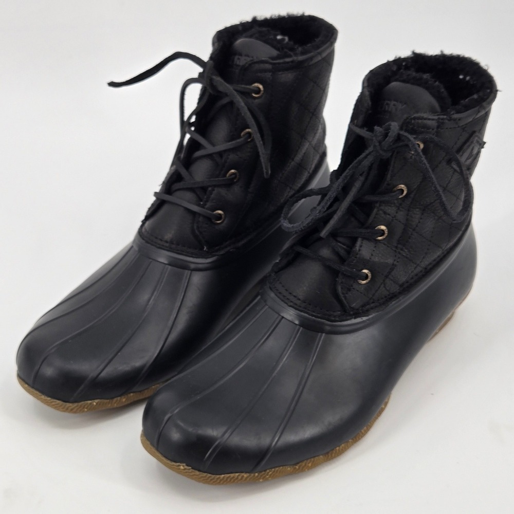 Sperry Saltwater Winter Lux Quilted Duck Boots US 11‎ EU 43 Black Shearling